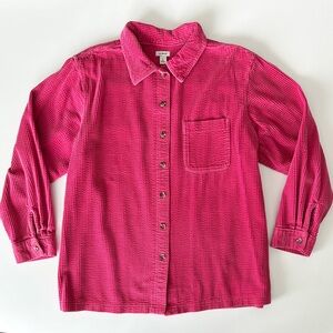 LL Bean Corduroy Magenta Pink Long Sleeve Shirt Shacket Boxy Oversized L